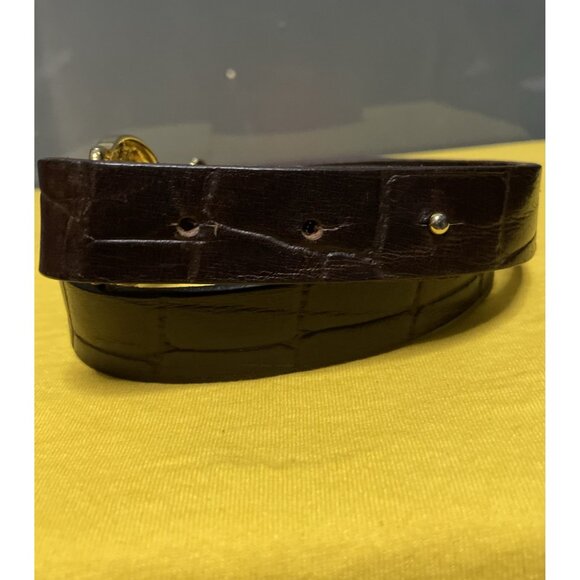 Abel Italy Vintage Brown Mock Croc Leather Adjustable Gold Plated Belt Size L main image 6